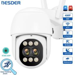 BESDER 4MP PTZ IP Camera 5x Digital Zoom Night Vision 2K Outdoor Security Protection Human Detect CCTV Wifi Surveillance Camera