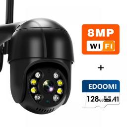 2K 4MP WiFi Ultra HD IP Outdoor Wireless Video Surveillance Dome Support Onvif ICsee Black AI Huam Detection Security  Camera