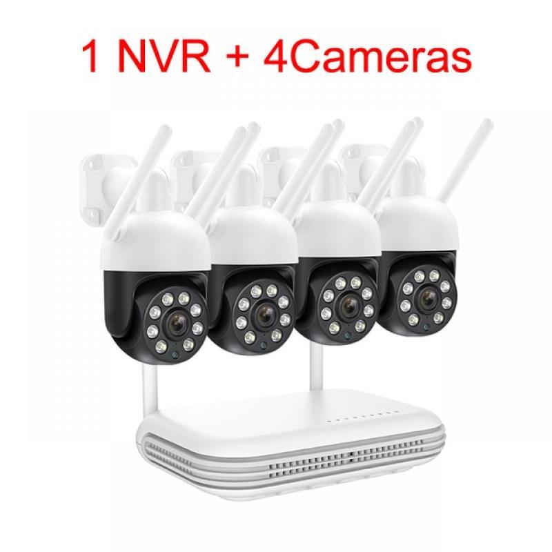 Techage H.265 8CH 4MP Wireless Camera System Humanoid Auto Tracking Smart AI PTZ Camera Two-way Audio Mini WiFi Surveillance Set