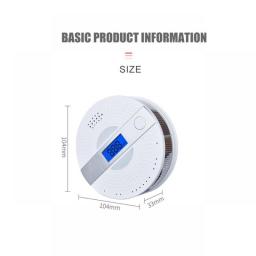 ACJ 2 In 1 Co/Smoke Alarm LED Digital Carbon Monoxide Detector Voice Warn High Sensitive Sensor Home Security Protection