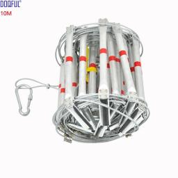 10M Fire Escape Safety Ladder 33FT Folding Steel Wire Rope Ladders Aluminum Alloy Emergency Survival Rescue Antiskid Tools