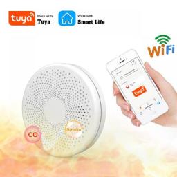 2 In 1 Version WiFi Function Tuya And Smart Life Smoke Detector Sensor & Carbon Monoxide Co Gas Detector Smoke Fire Sound Alarm