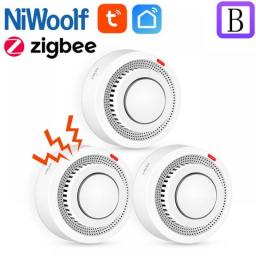 Tuya Zigbee Smoke Detector Wholesale Home Security Sound Alarm Fire Protection Sensor Smart Life APP