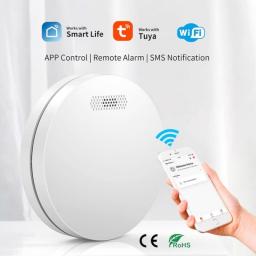 Super Thin WiFi Version Tuya & Smart Life Home Safety Smoke Detector Sensor Standard Sound Alarm Instrument Fire Alert Device