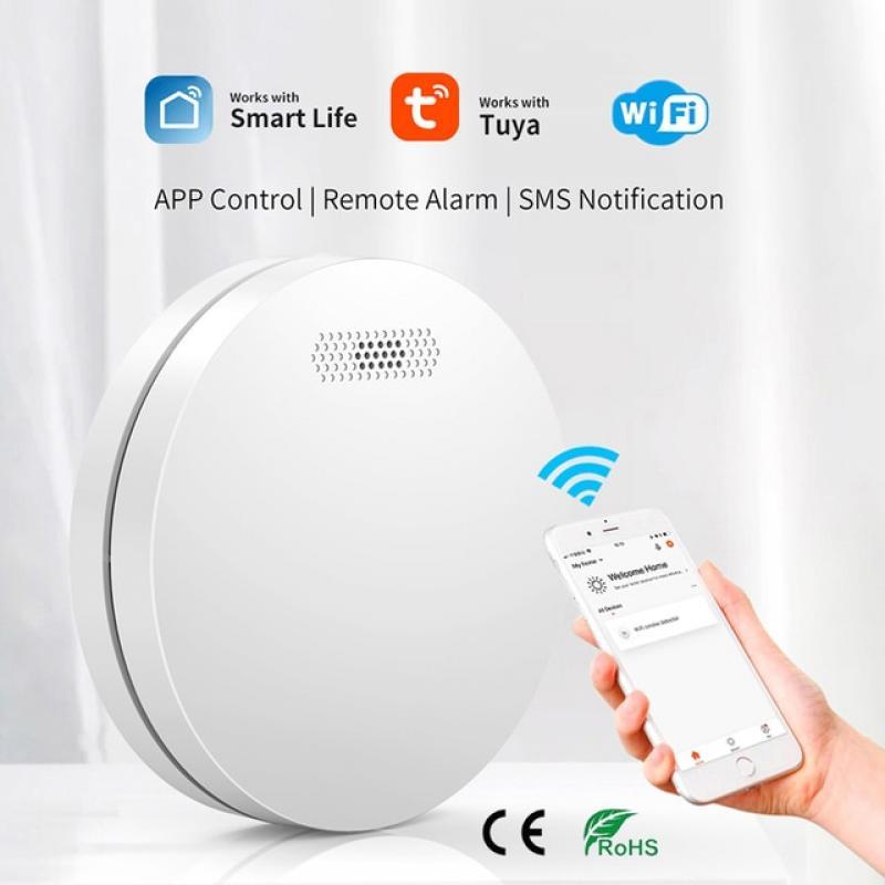 Super Thin WiFi Version Tuya & Smart Life Home Safety Smoke Detector Sensor Standard Sound Alarm Instrument Fire Alert Device