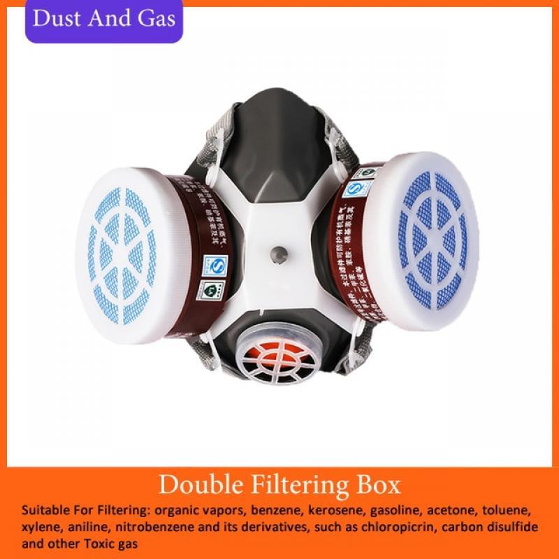 Half Face Dust Gas Mask Respirator Single Double Filter Cartridge Rubber Mask For Painting Spraying Chemical Gas Protection