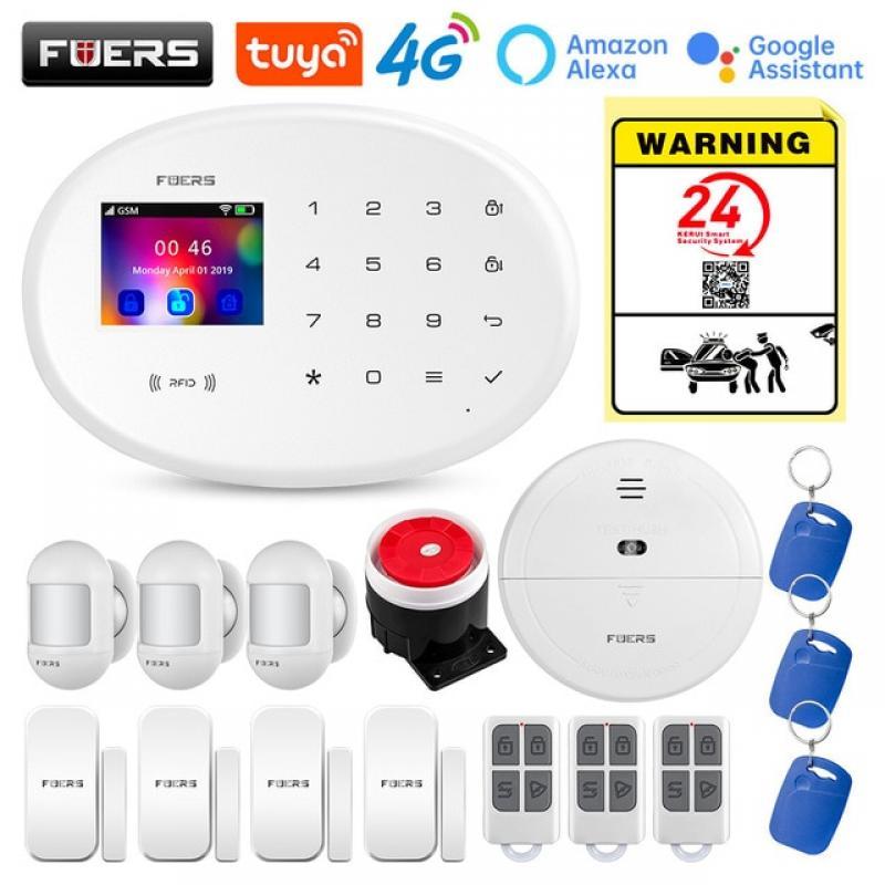 FUERS W204 4G GSM WIFI Tuya Smart Home Alarm system Kit Wireless Alarm Security System IP Camera Waterproof Anti-Pet Sensor