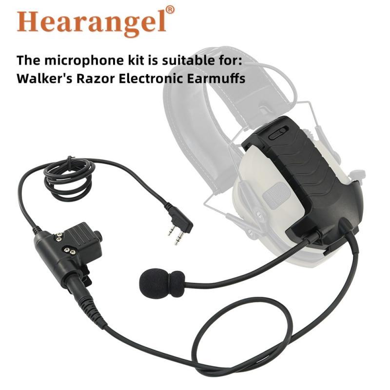 Tactical Headset Microphone Y-Line Kit for Walker's Razor Electronic Earmuffs with Tactical U94 PTT for Baofeng Walkie-talkies