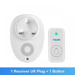 TOWODE M521 Doorbell Waterproof Bell Wireless Chime Alarm Kit  Intelligent 57 Songs Smart Doorbell Alarm With Battery