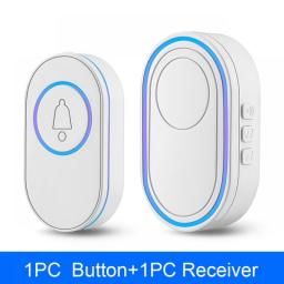 Sectyme Outdoor Wireless Doorbell IP65 Waterproof Smart Home Door Bell Chime Kit LED Flash Security Alarm Welcome House Melodies