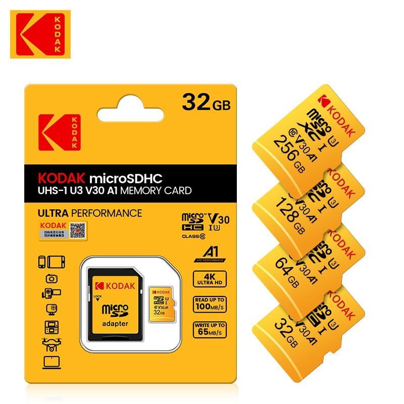 Original KODAK Memory Card 64GB 128GB U3 4K Micro SD Card 32GB SDHC UHS-I C10 A1 V30 TF Trans Flash Microsd with Adapter