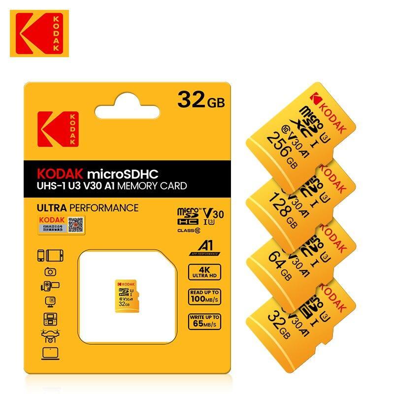 KODAK EVO Plus 256GB Memory Card 128GB U3 4K Micro SD Card 64GB 32GB SDHC Microsd UHS-I C10 TF Trans Flash Microsd Freeshipping