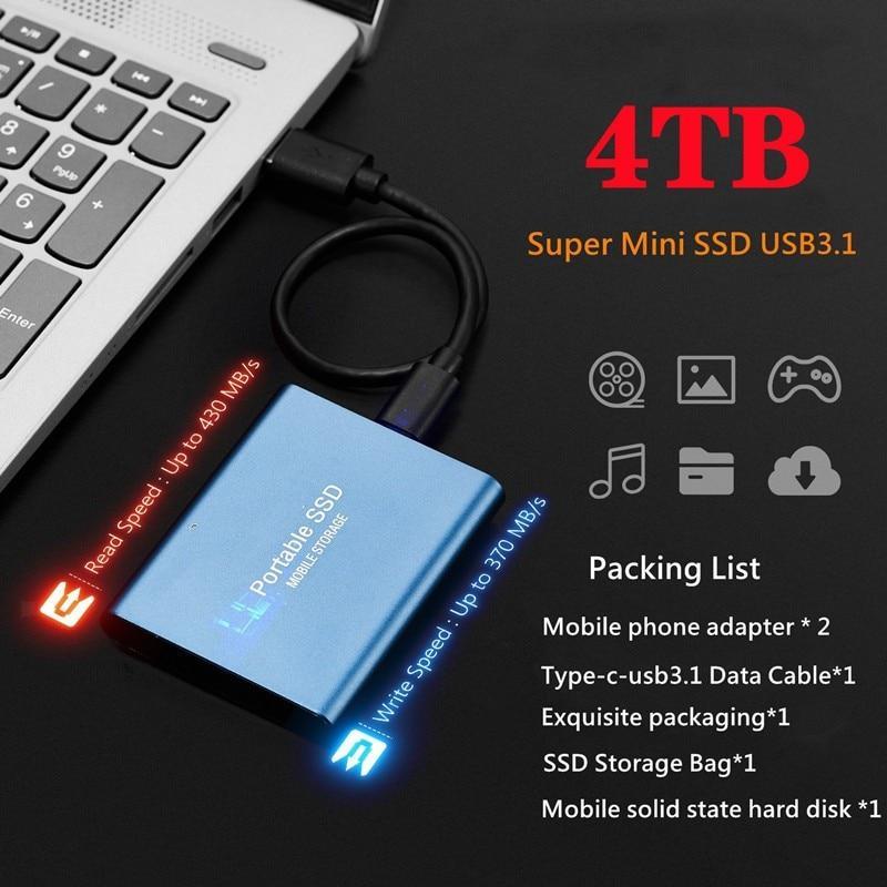 Original High speed 4TB 2TB 1TB SSD Portable External Solid State Hard Drive USB3.0 Mobile Hard DriveDesktop Laptop MacBook