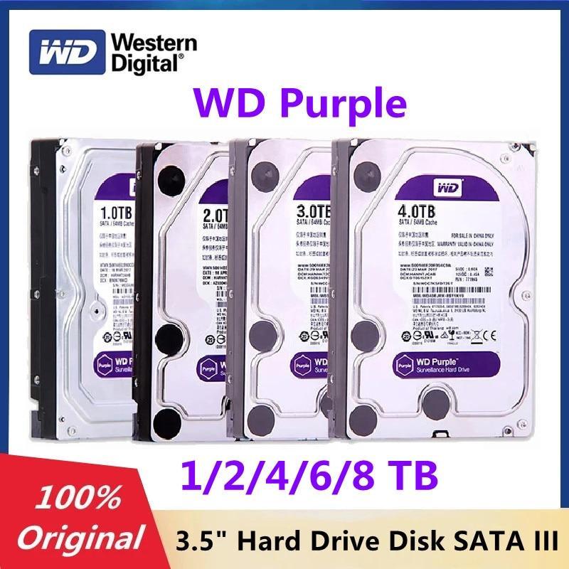 Western Digital WD Purple 1TB 2TB 4TB 6TB 8TB 3.5" Hard Drive Surveillance HDD SATA 6.0Gb/s Disk for cctv Camera AHD DVR IP NVR