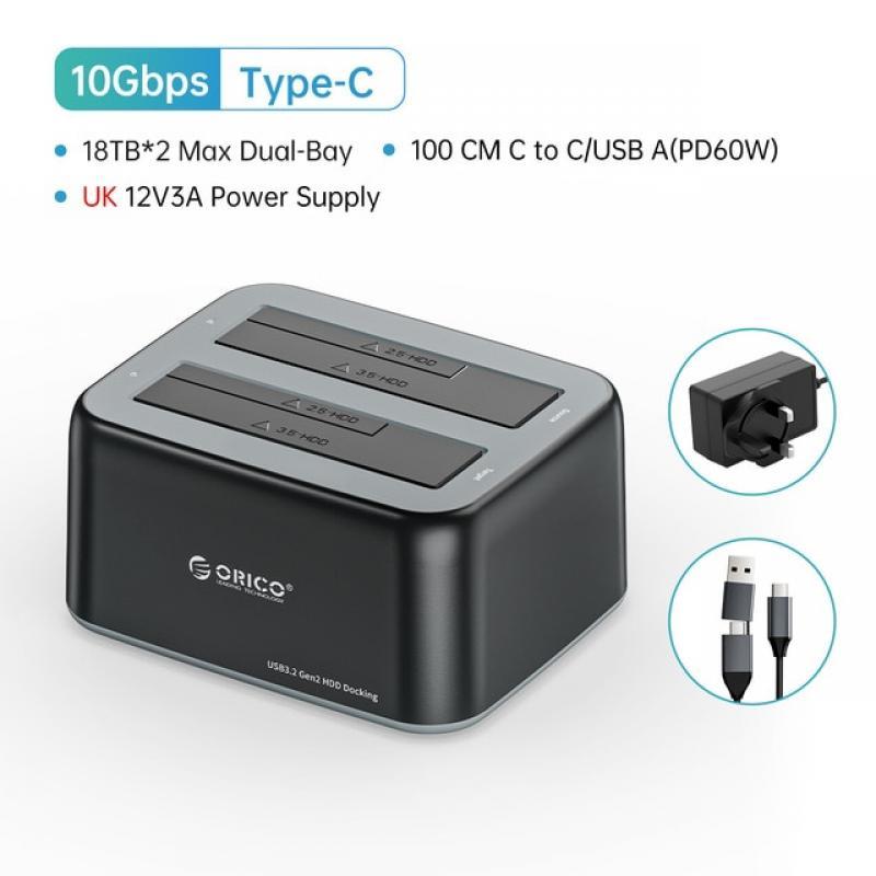 ORICO HDD Enclosure 3.5" SATA to Type-C 10Gbps Hard Drive Docking Station HDD Box Dock Hard Drive Enclosure for HDD/SSD