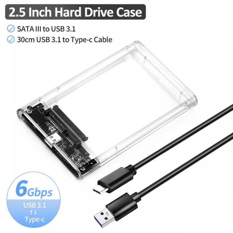 Goelely USB3.0 External HDD Case 2.5 Inch Hard Drive Enclosure Fast 5Gbps USB to Micro B SATA HDD SSD Hard Drive Case for Laptop