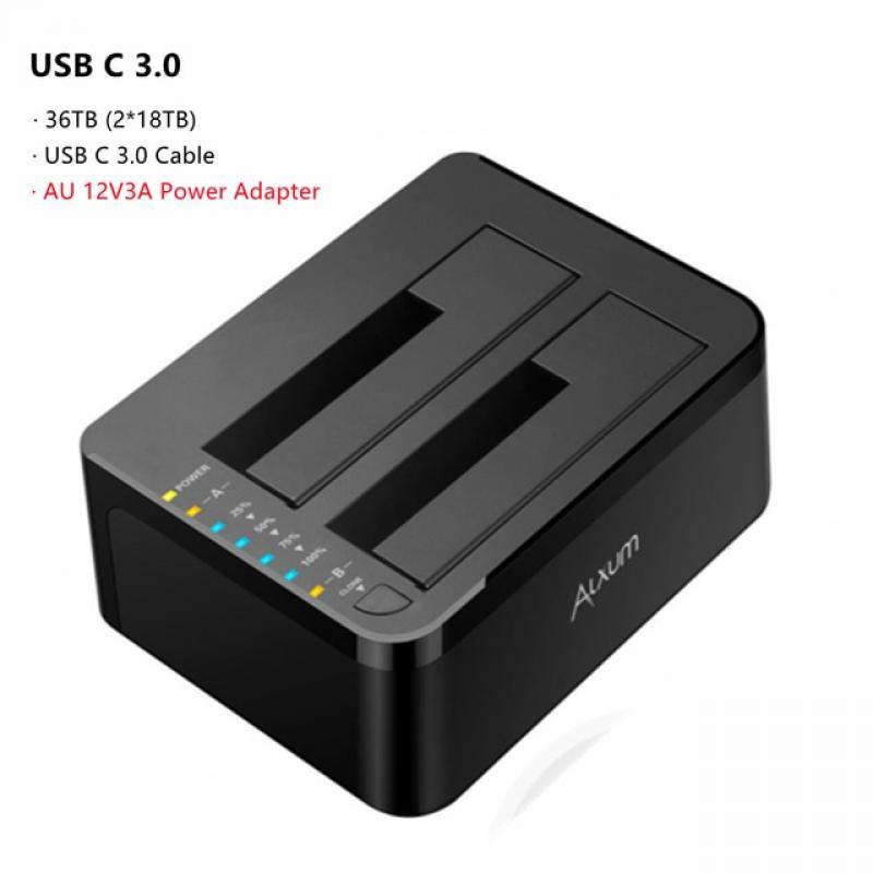 ALXUM Dual-bay Hard Drive Docking Station for 2.5/3.5 Inch HDD SSD SATA to USB C 3.0 HDD Docking Station Supports Offline Clone