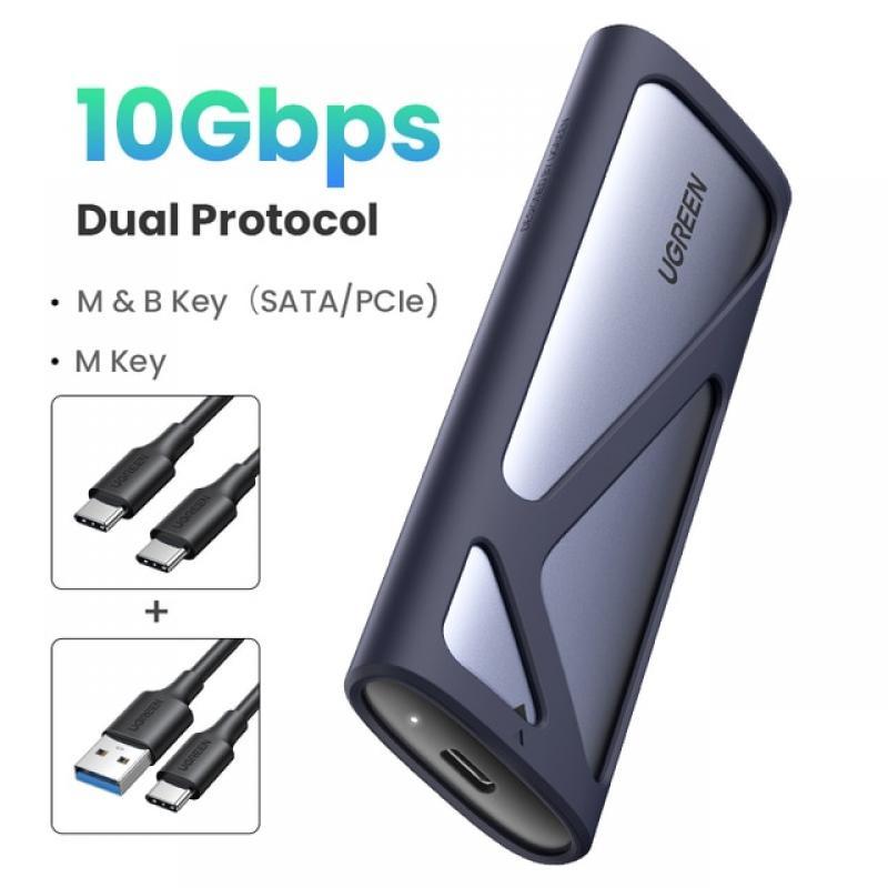 UGREEN M2 SSD Case NVME SATA Dual Protocol M.2 to USB Type C 3.1 SSD Adapter for NVME PCIE NGFF SATA SSD Disk Box M.2 SSD Case