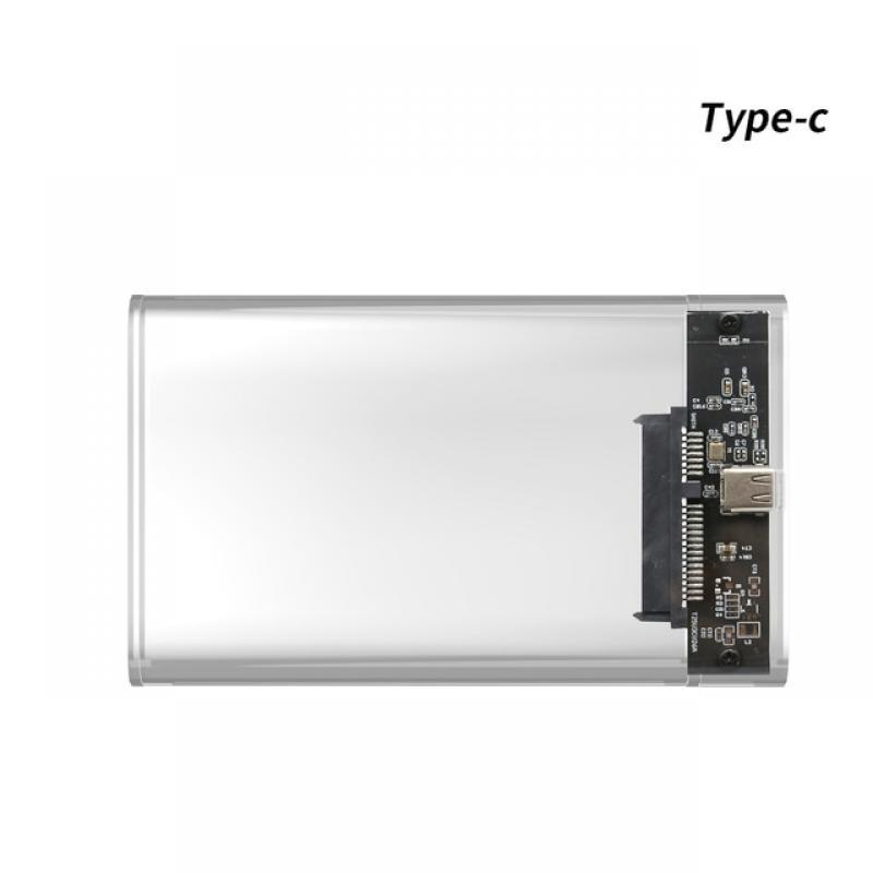 TISHRIC Transparent HDD Case for hard drive Box 2.5 HDD Enclosure SATA To USB 3.0 Type-C 3.1 Mobile External Hard Drive Case