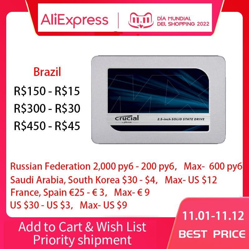 Internal solid state drive Crucial MX500 250GB 500GB 1000GB 2000GB SATA3.0 interface 3D NAND SATA 2.5 Inch SSD
