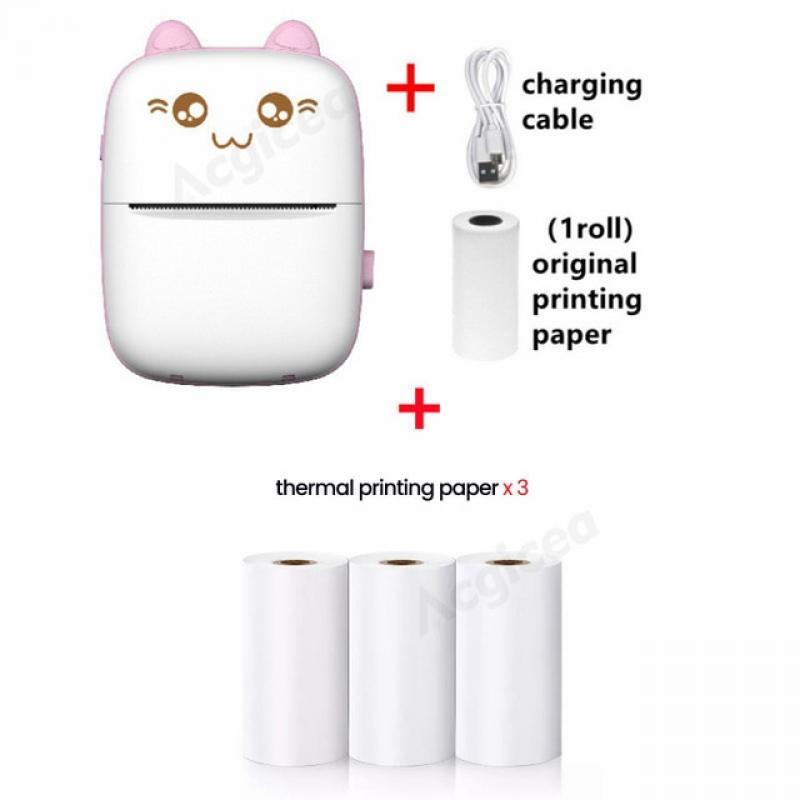 Portable Thermal Printer Mini Sticker Printer Bluetooth Inkless Photo Label Pocket Printers 200dpi for Android IOS DIY Printing