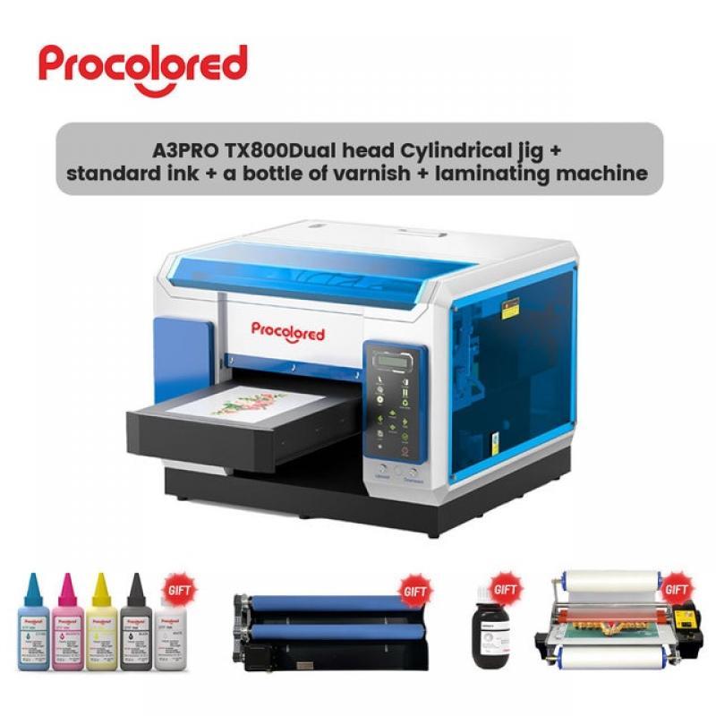 Procolored UV DTF Printer A3 Dual Head Tx800 Varnish Printing Machine for Phone Case Wood Acrylic Bottle Sticker Glass Metal