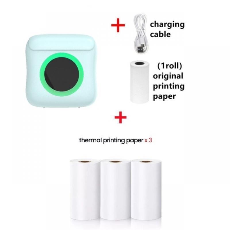Portable Thermal Printer Mini Sticker Printer BT Wireless Inkless Label Printer Compatible with Android iOS 200dpi DIY Printing