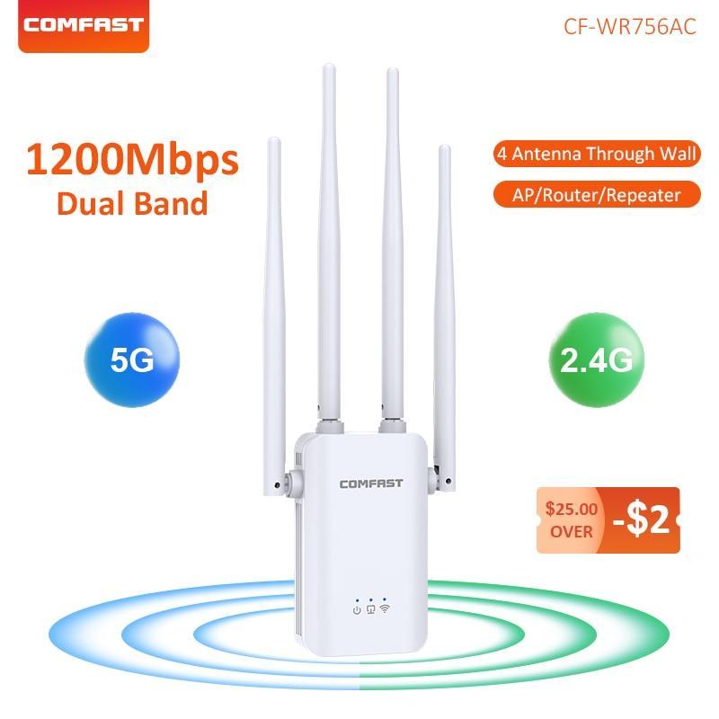 1200Mbps WiFi Repeater 5 Ghz Long Range Wireless Amplifier Remote Wi Fi Extender Wi-Fi Amplifier 802.11AC WiFi Booster Repetidor
