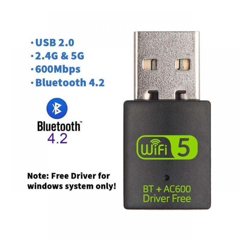 USB Wifi Dongle USB 2.0 wifi Adapter with BT wireless WIFI Receiver 600Mbps 2.4G 5G Free Driver Wifi Network Card For Computer