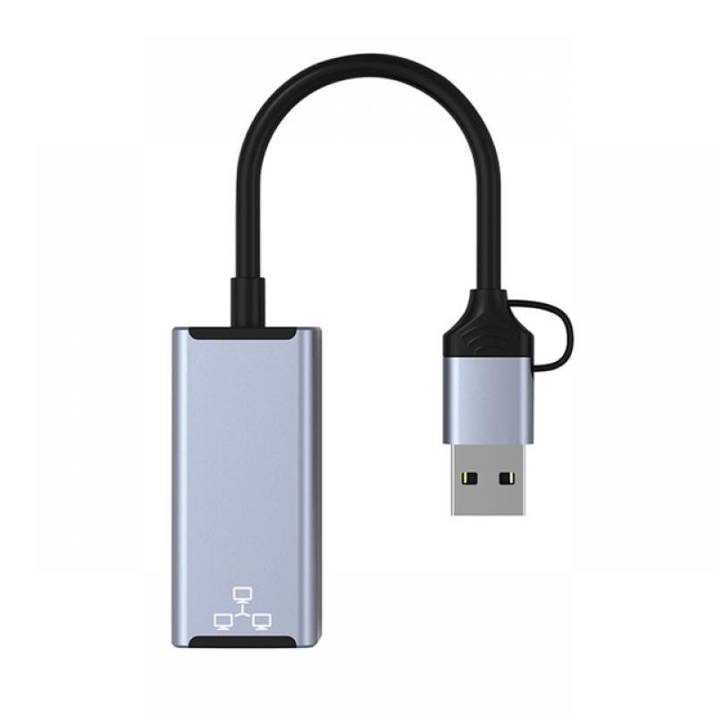 USB To Ethernet Adapter Portable Ethernet Network Adapter High Speed Plug and Play for Phone/Tablet/Notebook with USB C/USB A