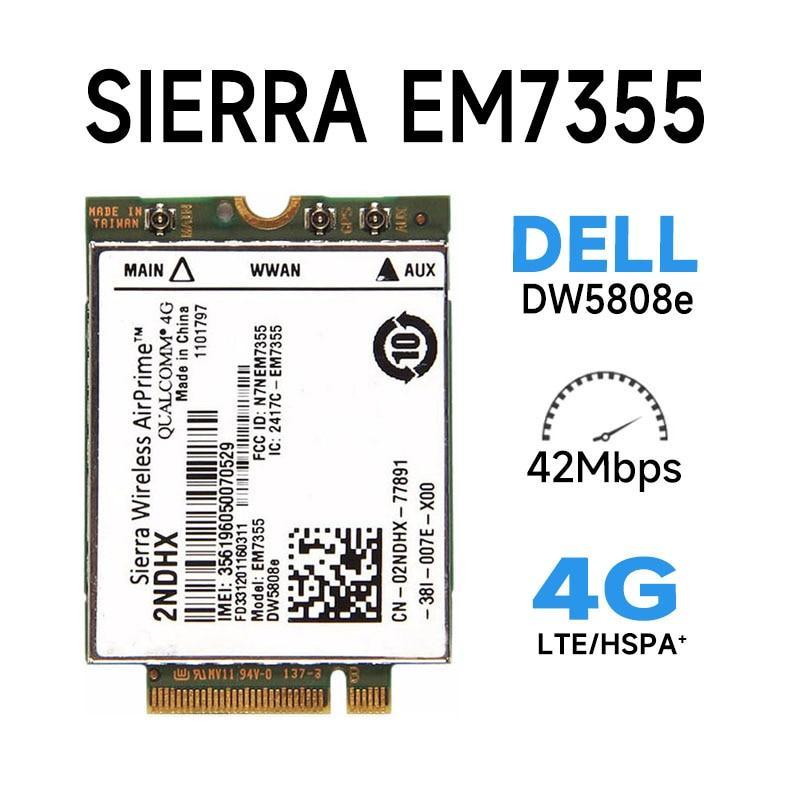 Dell Wireless DW5808E 4G LTE EM7355 Qualcomm WWAN NGFF Card 3G Module dw 5808E