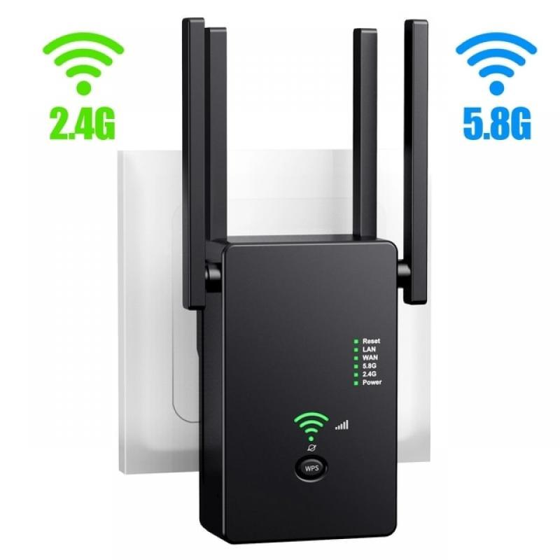 5G Dual Band WiFi Range Extender 1200Mbps WiFi Repeater with RJ45 Cable Wireless Signal Booster for Home