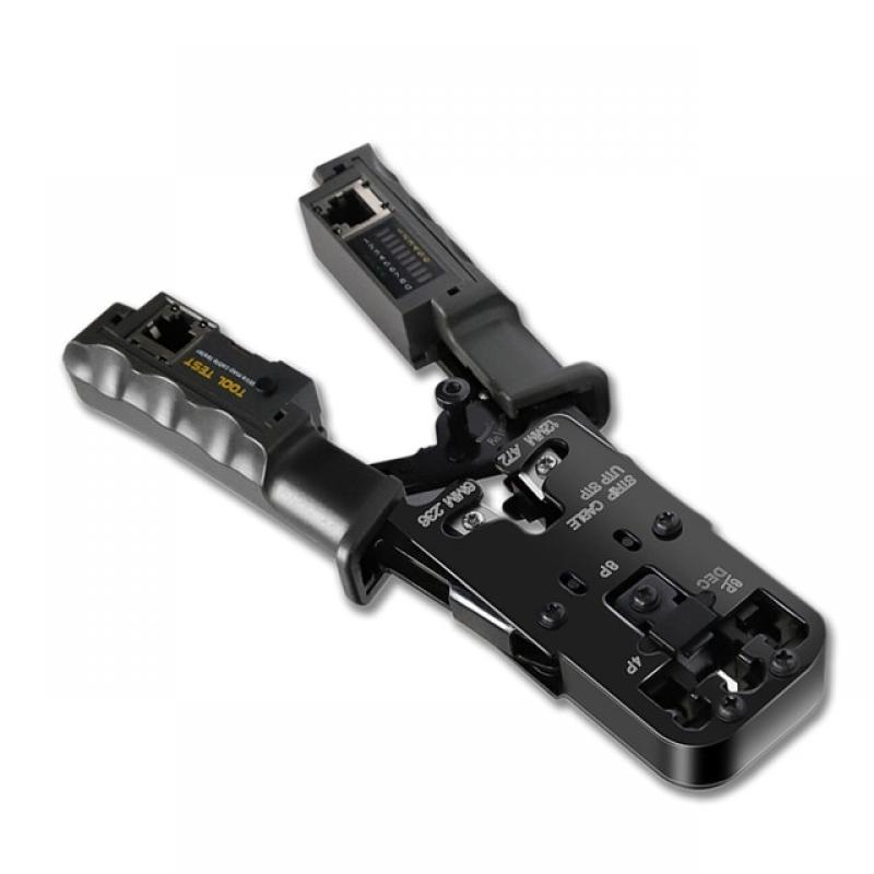 ONTi Professional Wire Stripper CAT6 Crystal Head Crimping Tool with RJ45 Cables Meter Tester for 4P/6P/8P Network Cable Cutters