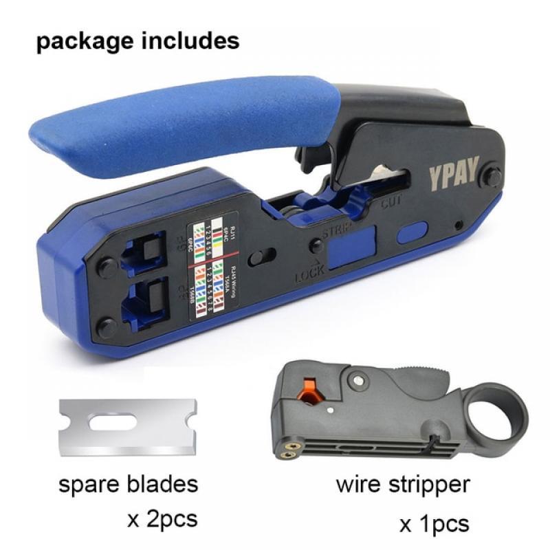 YPAY RJ45 crimping tools pliers network cable crimper wire stripper cutter ethernet clip tongs RG45 cat6 cat5e cat5 cat3 RJ11