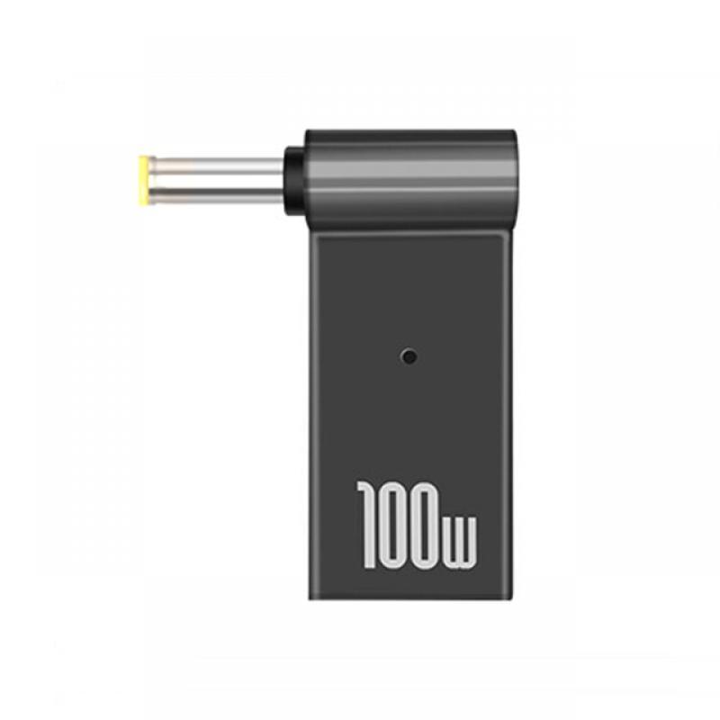 100W 5A PD Converter Trigger Jack DC to Type C Femal 5.5/7.4 Zinc Alloy with Light Head Power Adapter for Dell/HP/ASUS Laptops