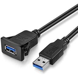 1m 3ft USB 3.0 Male To Female Extension Cable USB3.0 Square Flush Mount Dash Mount Panel Mount Cable For Car Boat Motorcycle