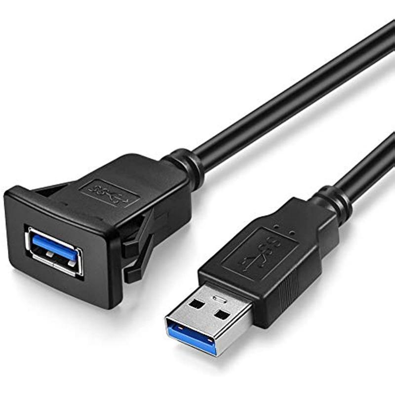 1m 3ft USB 3.0 Male To Female Extension Cable USB3.0 Square Flush Mount Dash Mount Panel Mount Cable for Car Boat Motorcycle