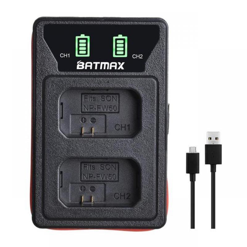 4X 2000mAh NP-FW50 NP FW50 Battery + LED USB Dual Charger for Sony A6000 A6400 A6300 A6500 A7 A7II A7RII A7SII A7S A7S2 A7R