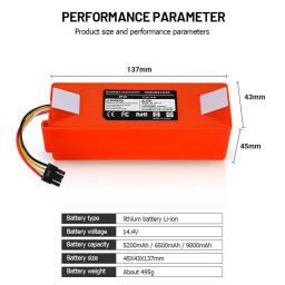 Original Replacement Battery BRR-2P4S-5200D For XIAOMI 1S 1ST Roborock SDJQR01RR Sweeping Mopping Robot Vacuum Cleaner 5200mAh