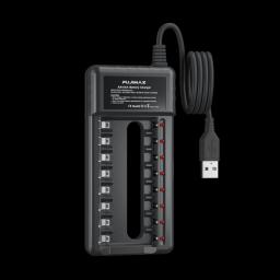 PUJIMAX 8 Slot USB Output Fast Charging Battery Charger Short Circuit Protection Suitable For AA/AAA/Nimh Rechargeable Batteries