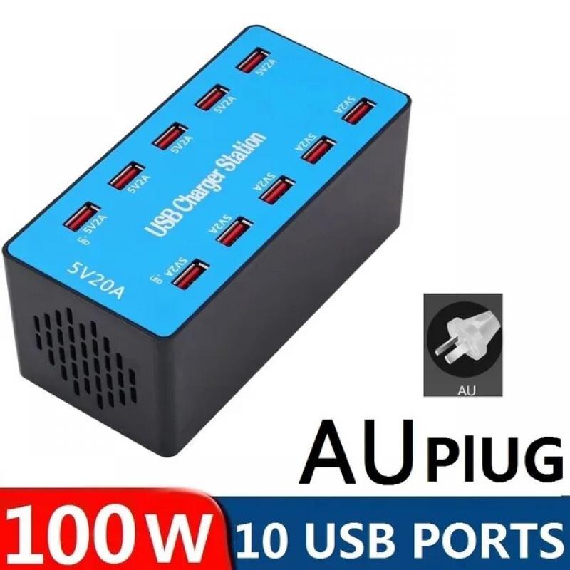 100W 10 Ports USB Charger For iPhone Samsung Adapter HUB Charging Station Dock Socket Phone Charger Multi USB Charger Station
