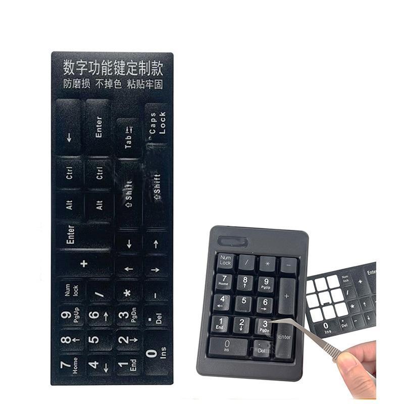 Universal Numeric Mini Keypad Numpad Sticker Layout Durable Alphabet Black Background for PC Laptop USB Keyboard Accountant