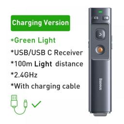 Baseus Wireless Presenter PPT Page Turner USB Pointer With Remote Control Infrared Presenter Pen For Projector Powerpoint Slide