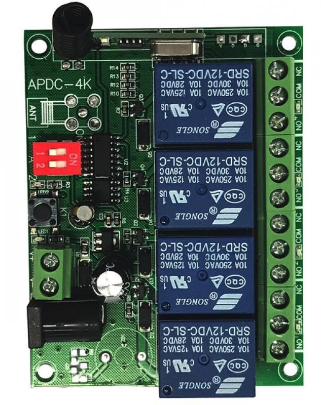 Universal Wireless Remote Control Switch DC 12V 4CH 10A relay Receiver Module With 4 channel RF Remote 433 Mhz Transmitter