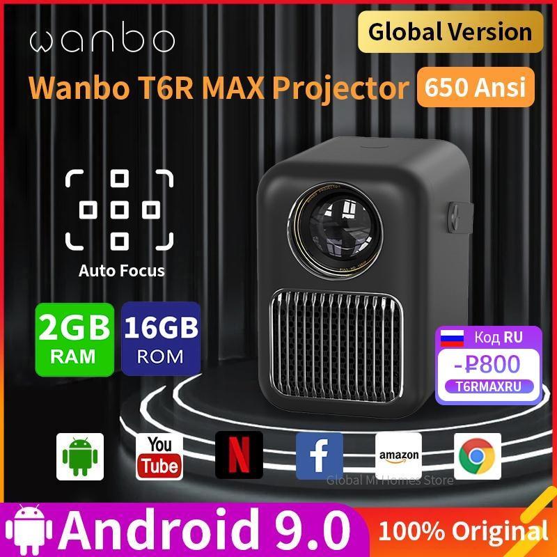 Global Version Wanbo T6R MAX Projector Full HD 1080P Projector 4K Android 9.0 Voice Control Mini Portable WIFI 2+16Gb for Home