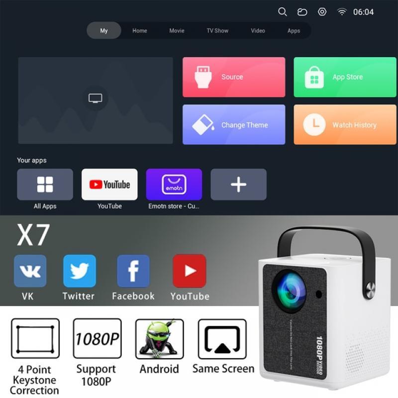 Light Unicorn X7 Support 1080P Android Projetor 4000 Lumens mini Portable Beam Projector Phone Smart TV WIFI Home LED Proyector