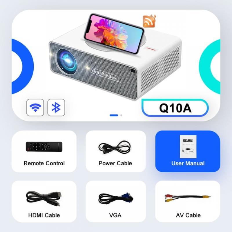 TouYinger Q10 Projector Full HD Home Theater Cinema 9500 Lumens LED Beamer 4K Projectors Support Bluetooth (Wifi Android 9.0)