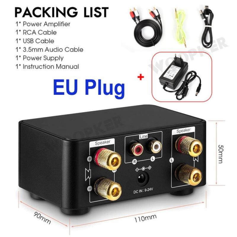 Woopker Bluetooth 5.0 HIFI Power Amplifier 50Wx2 Channel 2.0 Home Car Digital Audio AMP USB U-disK TF Music Player