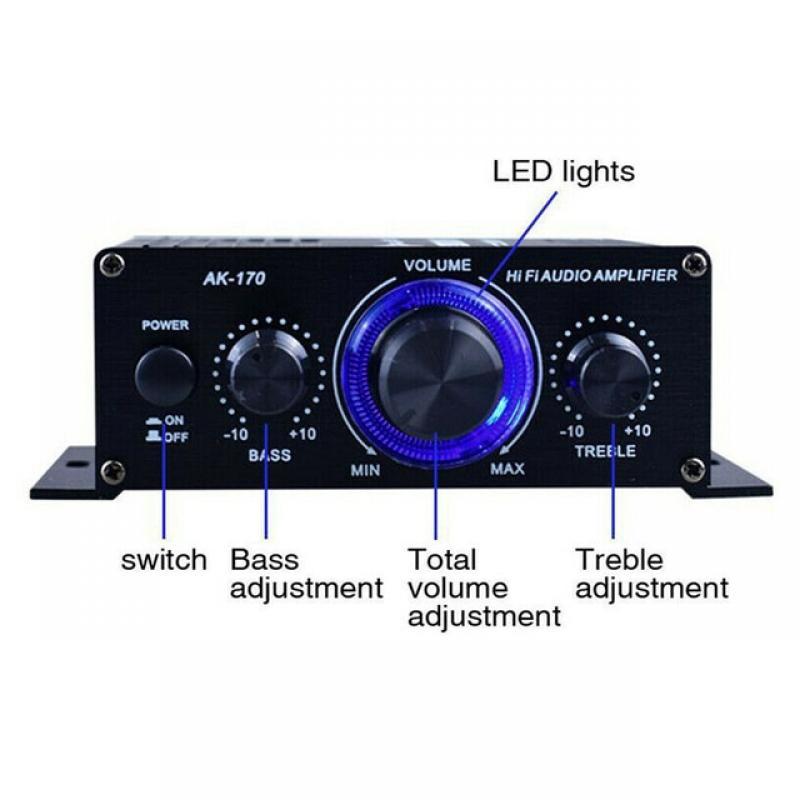 Mini Audio Power Amp AK-170 Wireless HiFi Stereo Audio Power Amplifier 200W+200W with RCA Input Home Car Amplifiers