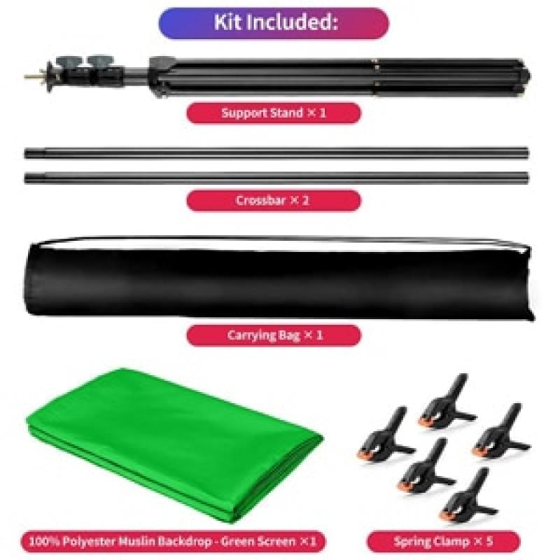 Green Screen Backdrop With T-shape Background Stand Photo Studio Photography Backdrop Live Video Id Photos Portable 150x200cm